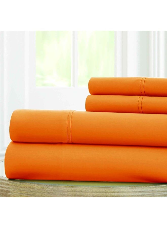 Modern Threads Modern Threads Amrapur Overseas Soft Solid Sheets-100 GSM Luxurious Microfiber Bed Includes Flat, Fitted Sheet with Deep Pockets, & Pillowcases, California King, Orange  - Image 1