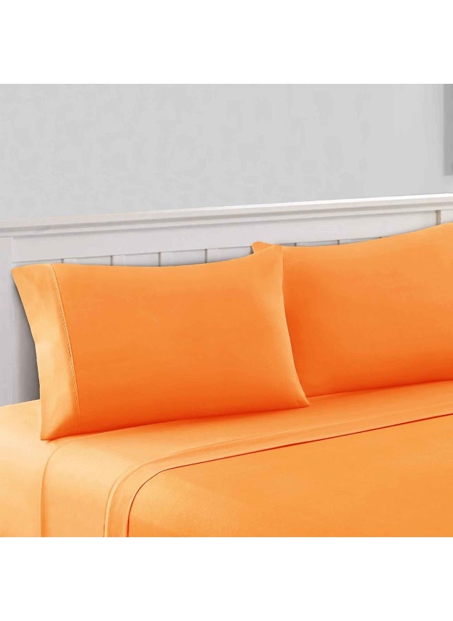 Modern Threads Modern Threads Amrapur Overseas Soft Solid Sheets-100 GSM Luxurious Microfiber Bed Includes Flat, Fitted Sheet with Deep Pockets, & Pillowcases, California King, Orange  - Image 2