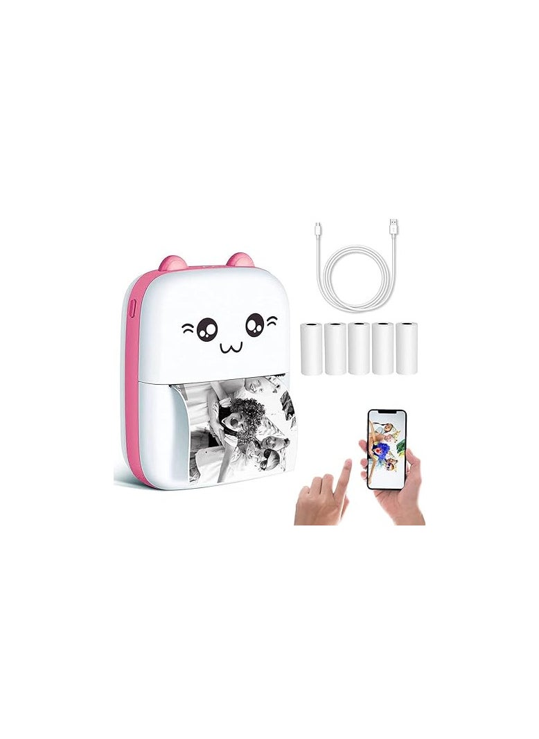 Zorbes ZORBES® Mini Printer, Small Pocket Printer Black and White Printing Bluetooth Thermal Printer Compatible with iOS, Android, Portable Printer with 6 Rolls Printing Paper for Notes, Memos, DIY  - Image 1