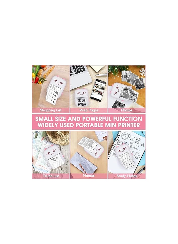 Zorbes ZORBES® Mini Printer, Small Pocket Printer Black and White Printing Bluetooth Thermal Printer Compatible with iOS, Android, Portable Printer with 6 Rolls Printing Paper for Notes, Memos, DIY  - Image 3