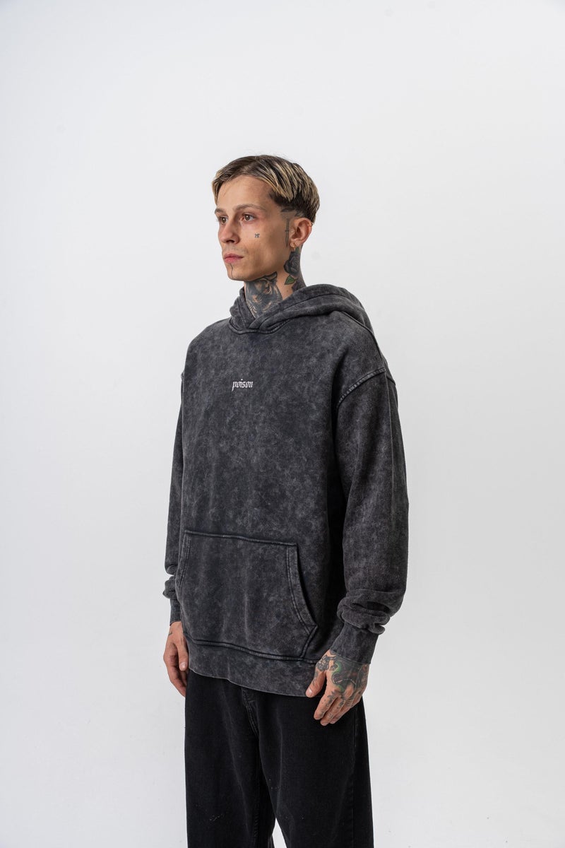 ريسباير هودي رجالي واسع (Oversize) بغطاء رأس مغسول ومطبوع بأفعى (Snake) لون أسود - Image 3