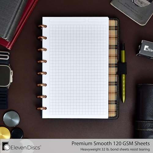 Eleven Discs Discbound Paper, Junior Size Square Grid Sheets - Premium 120gsm Heavyweight Notebook & Planner Refills - 8 Discs, 5.5 x 8.5 in - Punched for Circa, Arc, TUL (50 Sheets) - Image 2