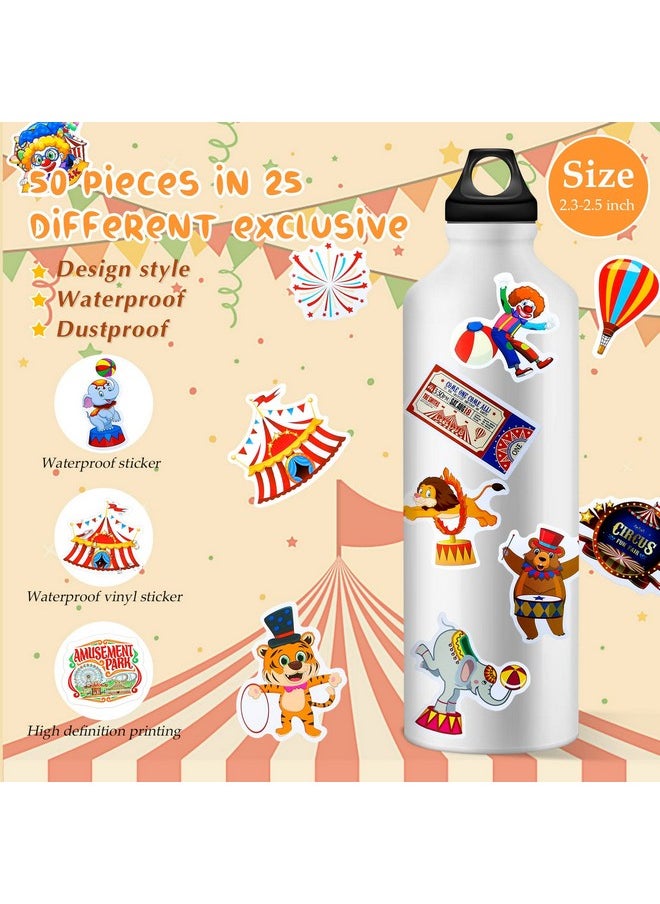 Containlol - 50 Pieces Circus Party Favors Stickers Carnival Stickers Animal Clown Sticker Carnival Themed Party Favors Carnival Circus Theme Party For Birthday Party Baby Shower Decoration - Image 1