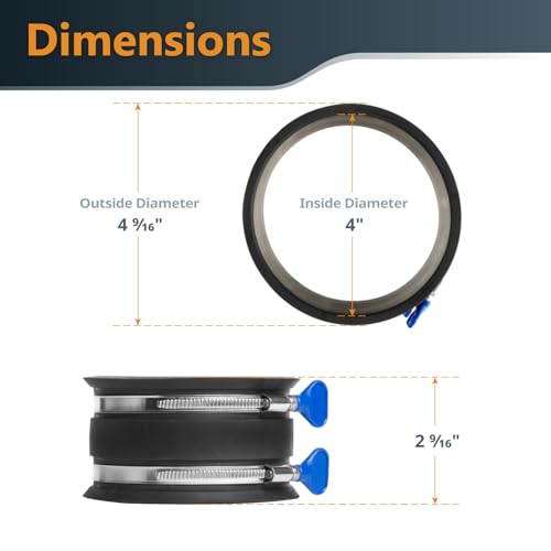 POWERTEC 70369 4 Inch Dust Control Flex Cuff with Adjustable Key Hose Clamps, Hose Connector Rubber Cuff Coupler for Woodworking Dust Collection Fittings, Dust Collector Accessories & Machinery, 1pk - Image 3