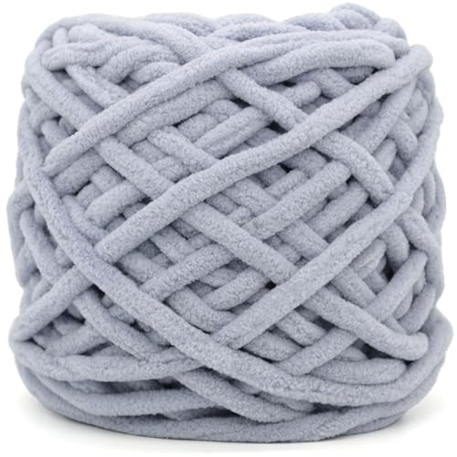 YARFOFUN Chunky Chenille Yarn for CrochetingLight Grey Fluffy Velvet Plush Yarn Thick Soft Chunky Chenille Yarn Baby Blanket Yarn for Crocheting Knitting Beginners 100gLight Grey - Image 1