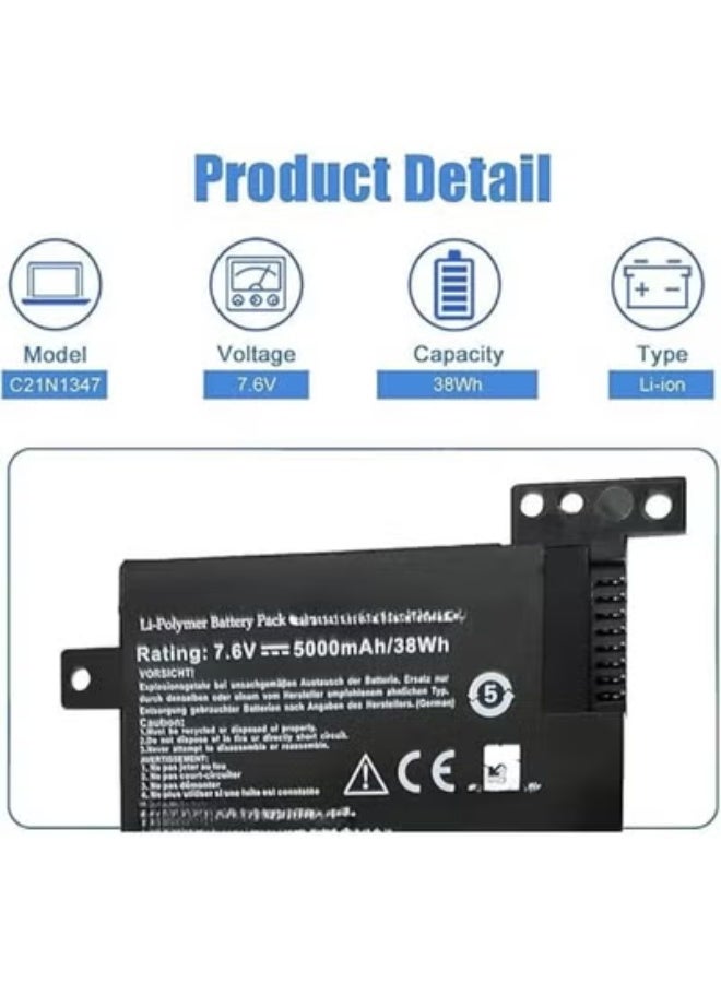 C21N1347 Replacement Laptop Battery 7.6V 38Wh Compatible with A555, F555, X555, K555, R556, X555LJ, X555U - Image 2
