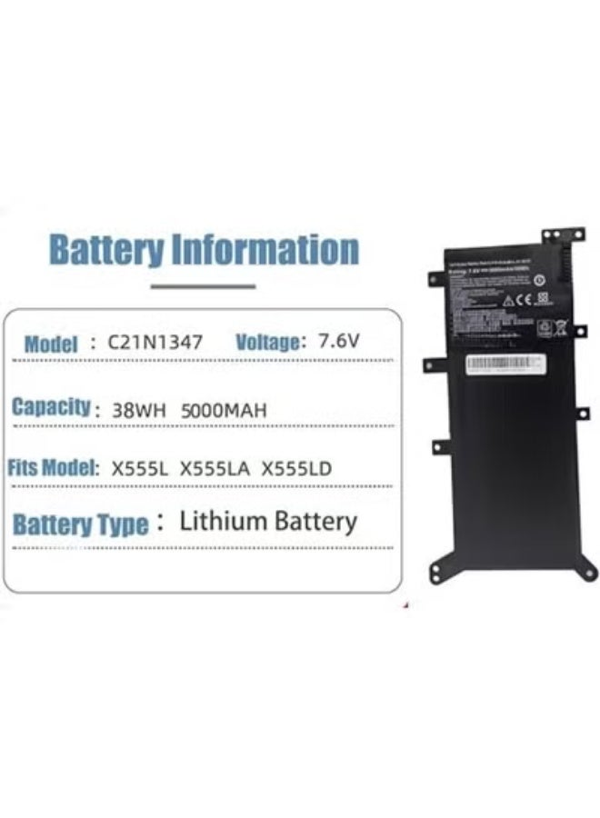 C21N1347 Replacement Laptop Battery 7.6V 38Wh Compatible with A555, F555, X555, K555, R556, X555LJ, X555U - Image 3