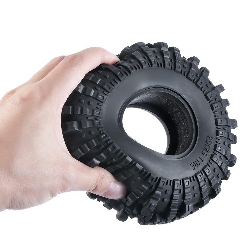 RCLIONS 4pcs 2.2inch RC Rubber Wheel Tyre 137mm/5.3inch with Foam Insert for 1/10 RC Crawler Car Axial Wraith - Image 4