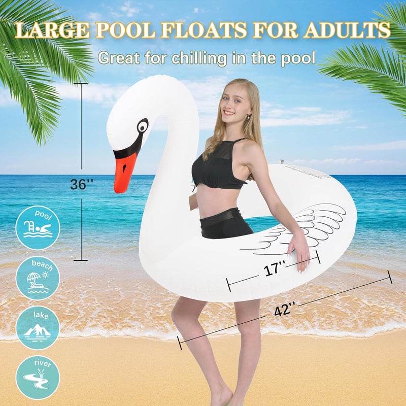 Sinbyuer Inflatable Pool Floats, Pool Tubes Swim Ring Pink Pool Float, 42'' Large Pool Float, Pool Inner Tube Beach Floats for Adults, Blow Up Floaties Water Floaties Pool Raft Lounger Lake - Image 3
