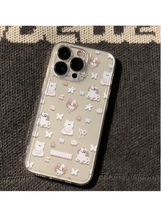 Full-Screen Puppies and Kittens Collection Transparent Case for iPhone 16 Pro – Cute