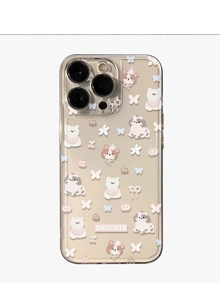 Full-Screen Puppies and Kittens Collection Transparent Case for iPhone 16 Pro – Cute, Shockproof, Stylish - Image 5