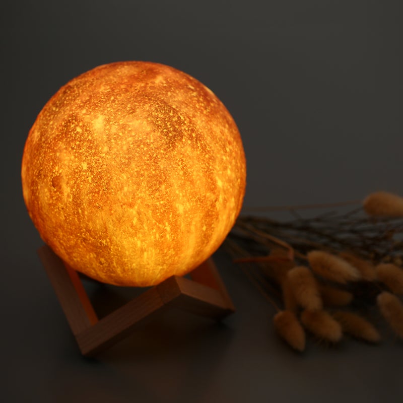 Moon Light 12cm Realistic 3D Printed - 3 Dimmable Colors Touch Control LED Lamp for Bedroom Decor Night Light Gift Idea - Image 3