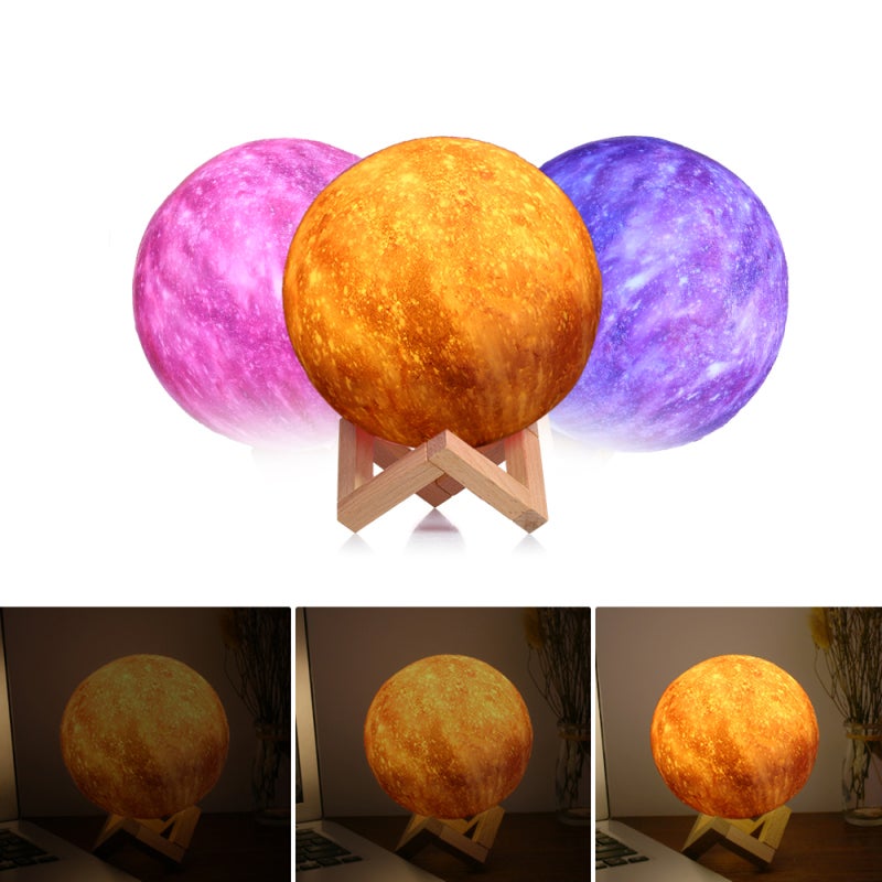 Moon Light 12cm Realistic 3D Printed - 3 Dimmable Colors Touch Control LED Lamp for Bedroom Decor Night Light Gift Idea - Image 1