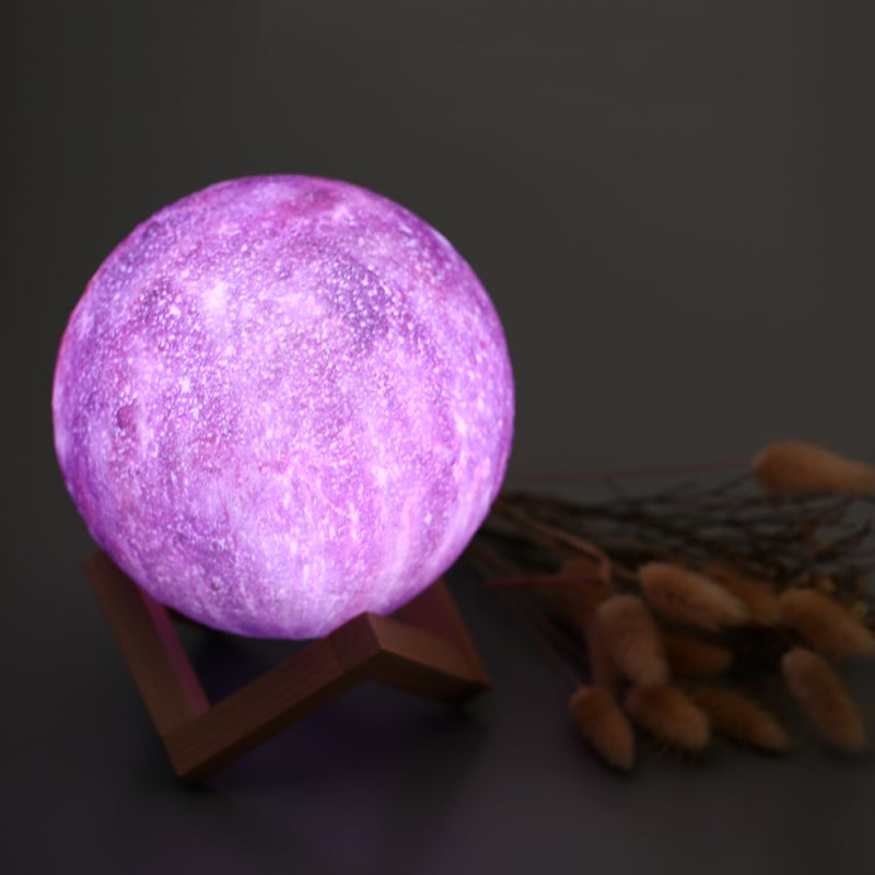 Moon Light 12cm Realistic 3D Printed - 3 Dimmable Colors Touch Control LED Lamp for Bedroom Decor Night Light Gift Idea - Image 5