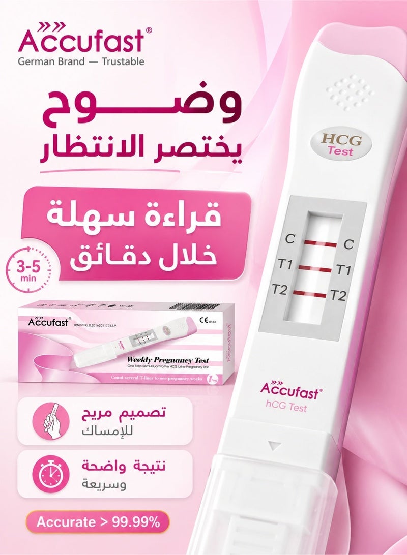 AccuSure جهاز اختبار تتبع وقياس اسابيع الحمل الأسبوعي مخصص للنساء للكشف المنزلي عن الحمل وتقدير عدد أسابيع الحمل من 1 إلى 4 أسابيع بدقة عالية للكشف المبكر وتتبع اختبار سريع للكشف عن الحمل للنساء. تحليل معرفة حمل الاسبوعي منزلي تحليل حمل سبوعي  تست - Image 2