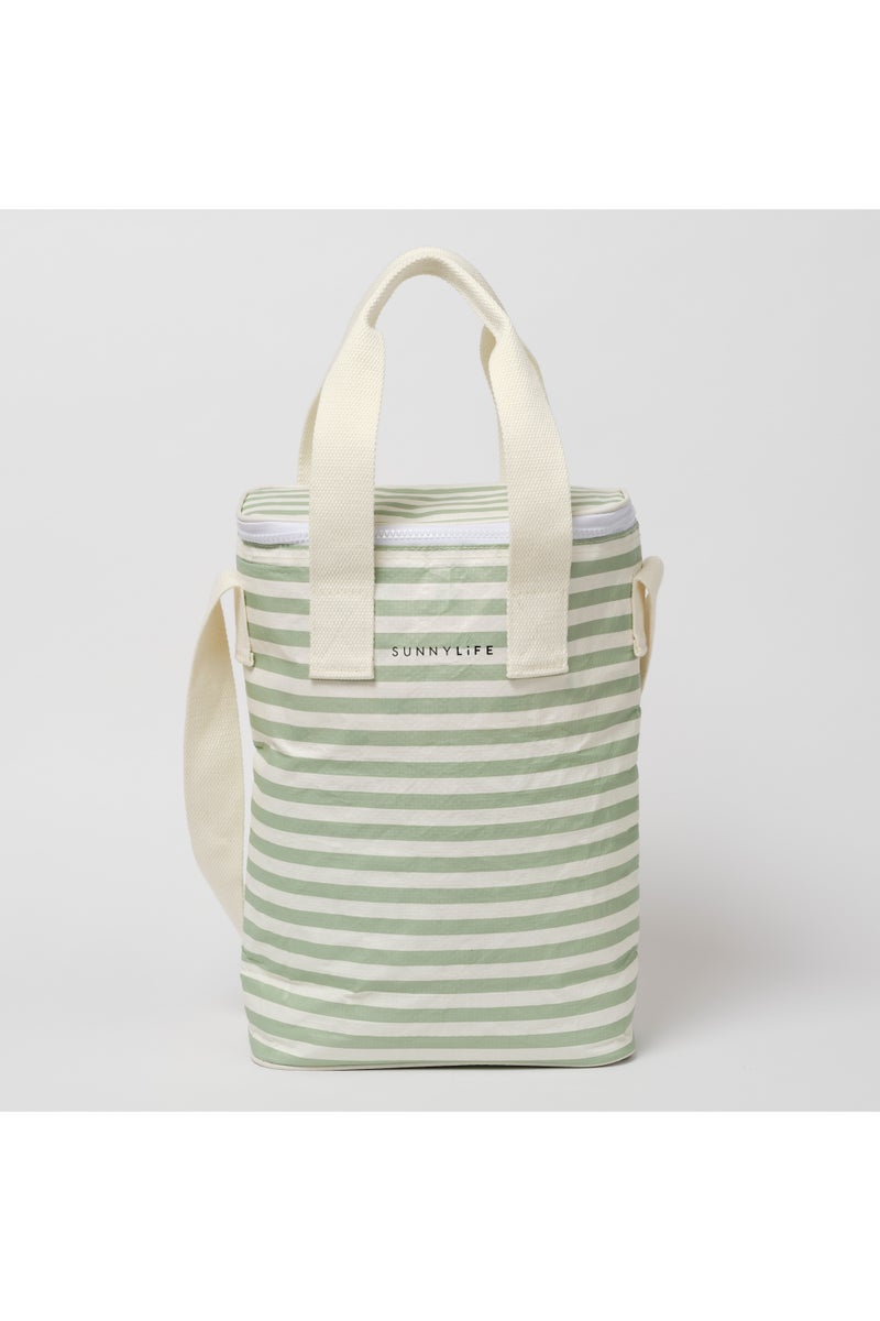 Sunnylife حقيبة تبريد مشروبات معزولة، تصميم خطوط وردية لأيام كسولة، حاملة مشروبات محمولة للشاطئ، النزهات، التخييم والمغامرات الخارجية، حقيبة خارجية خفيفة الوزن ومقاومة للتسرب - Image 1