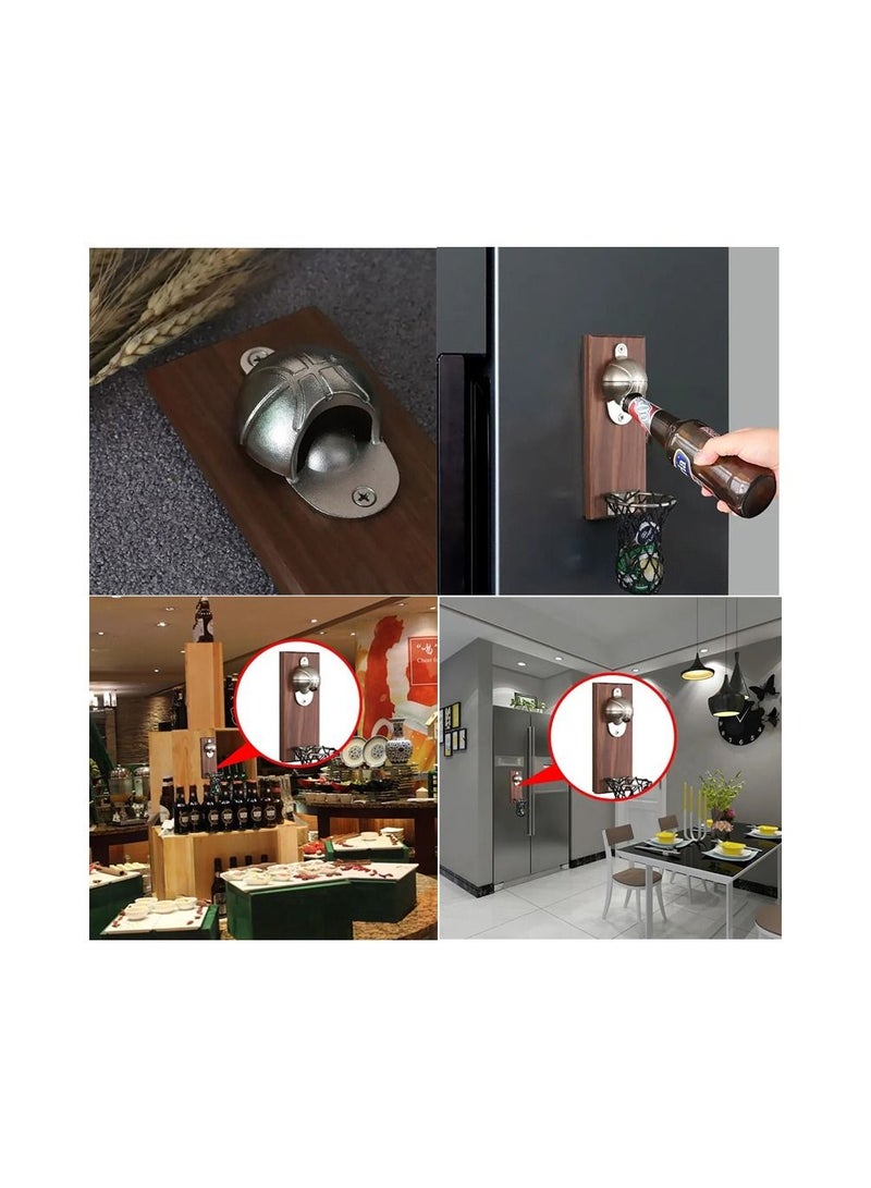 1-Piece Creative Cartoon Multifunction Bottle Opener,Embedded Solid Wood Fridge Magnet Bottle Opener Kitchen Tools with 5 Pieces Magnetic Vivid Cartoon Characters and 2 Pieces Magnetic Basketballs - Image 2