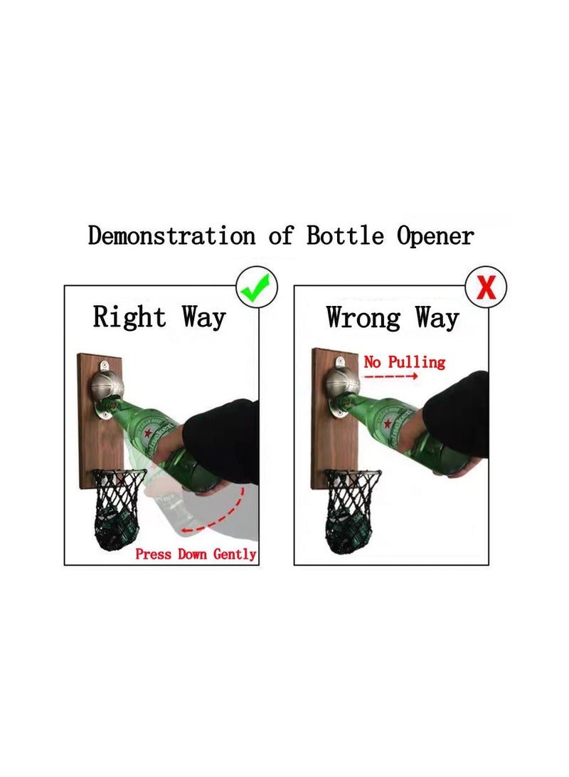 1-Piece Creative Cartoon Multifunction Bottle Opener,Embedded Solid Wood Fridge Magnet Bottle Opener Kitchen Tools with 5 Pieces Magnetic Vivid Cartoon Characters and 2 Pieces Magnetic Basketballs - Image 3