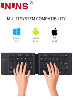 UNUNS Foldable Bluetooth Keyboard,Portable Wireless Keyboard With Stand Holder,Ultra-Slim Pocket Size Rechargeable Keyboard,Compatible with IOS/Android/Windows,Smartphone/Tablet/Laptop,Black  - Image 2