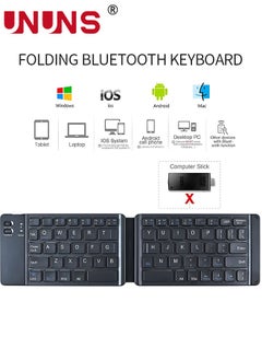 UNUNS Foldable Bluetooth Keyboard,Portable Wireless Keyboard With Stand Holder,Ultra-Slim Pocket Size Rechargeable Keyboard,Compatible with IOS/Android/Windows,Smartphone/Tablet/Laptop,Black  - Image 3