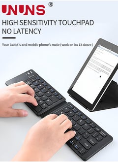 UNUNS Foldable Bluetooth Keyboard,Portable Wireless Keyboard With Stand Holder,Ultra-Slim Pocket Size Rechargeable Keyboard,Compatible with IOS/Android/Windows,Smartphone/Tablet/Laptop,Black  - Image 5