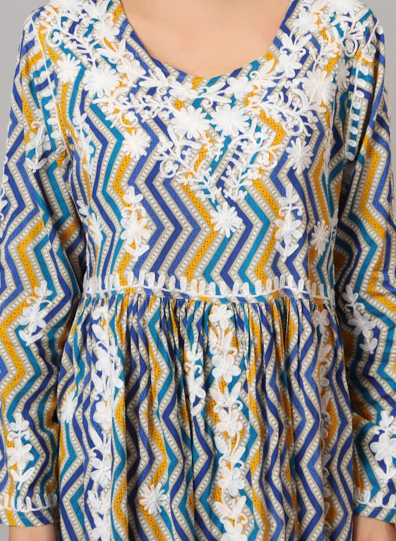 Alaya Hand Embroidered Lucknowi Chikankari  Printed Mulmul Cotton Jalabiya-AL3936
