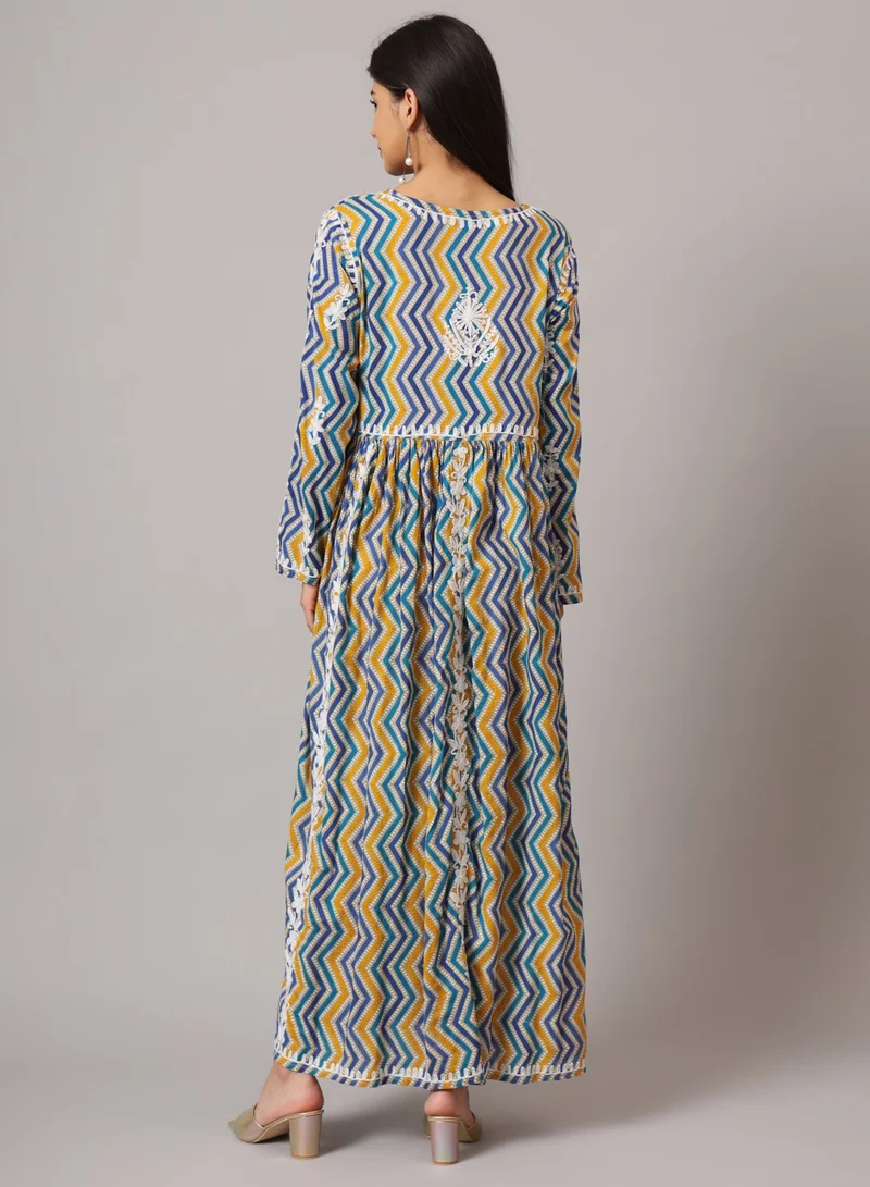 Alaya Hand Embroidered Lucknowi Chikankari  Printed Mulmul Cotton Jalabiya-AL3936