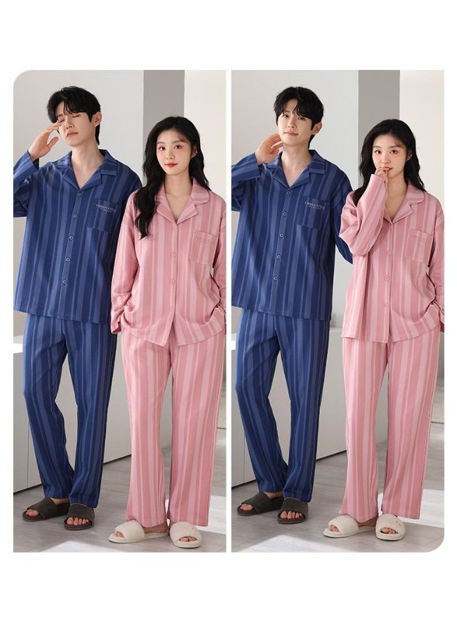 Cotton Couples Pyjamas Set Men Autumn Loungewear Casual Women's Pijamas Long Sleep Tops Pant couples matching Clothings - Image 2