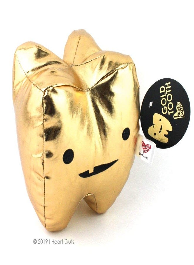 I Heart Guts Gold Tooth - Metallic Vinyl Plush - 7” Plush Organ, Dental Get Well Surgery Gift, Dentist Office Mascot, Cute Stuffed Pillow, Hygienist - Image 3