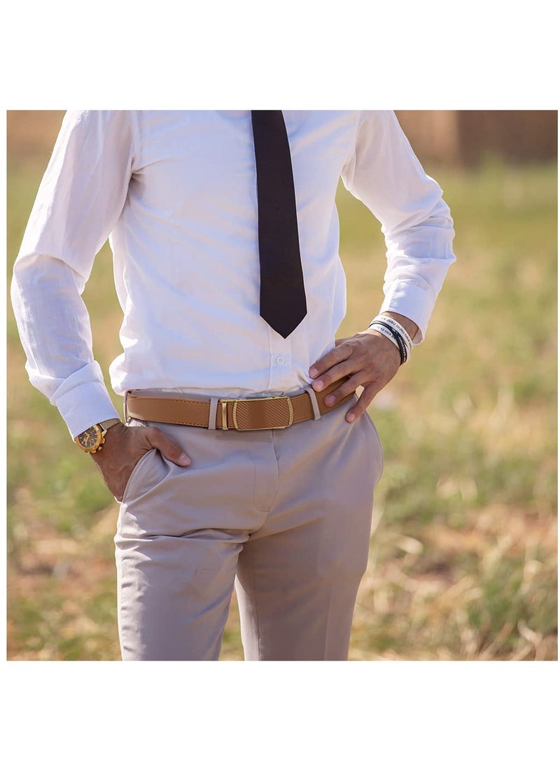 Excefore - Belt Men, 2 Pack Ratchet Belt Dress Adjustable 44-52" Genuine Leather Belt, Size Length Can be Cut, with Gift Box - Image 1
