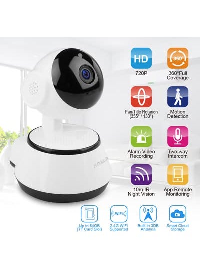 Mini Robot cam Wireless WiFi Camera for Network Security | Hd Remote Monitor 720p CCTV 360 Degree Rotation | Two Way Audio Motion Detection | Alarm Security Camera