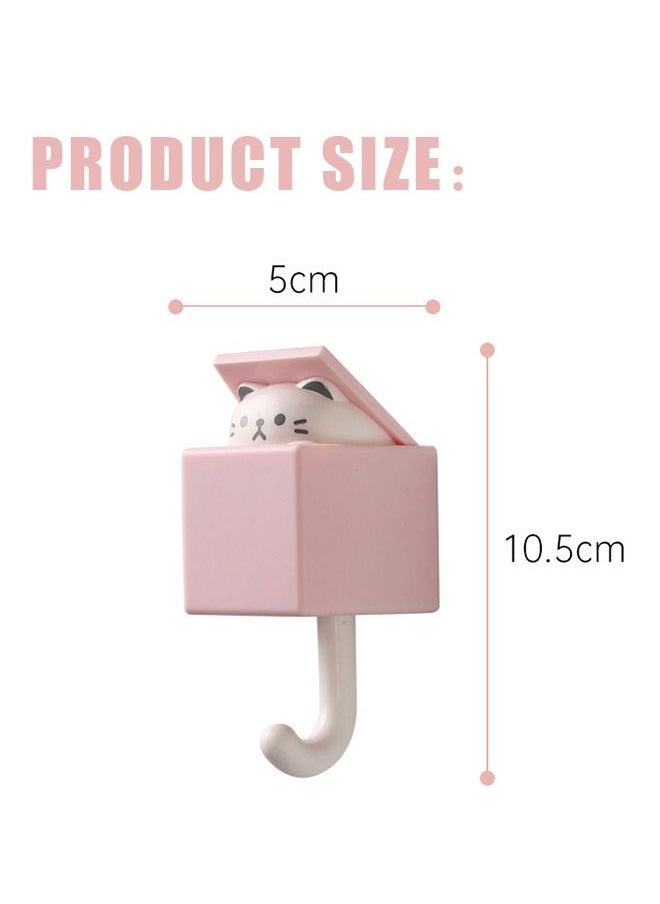 Generic - 2 Pcs Creative Cartoon Strength Hanging Adhesive Coat Hooks, Cute Bear and the Cat Decoration ABS Waterproof Material Hooks, Bearing Capacity 2.5kg Wall Hooks (Brown+Pink) - Image 1