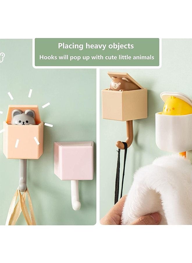 Generic - 2 Pcs Creative Cartoon Strength Hanging Adhesive Coat Hooks, Cute Bear and the Cat Decoration ABS Waterproof Material Hooks, Bearing Capacity 2.5kg Wall Hooks (Brown+Pink) - Image 1
