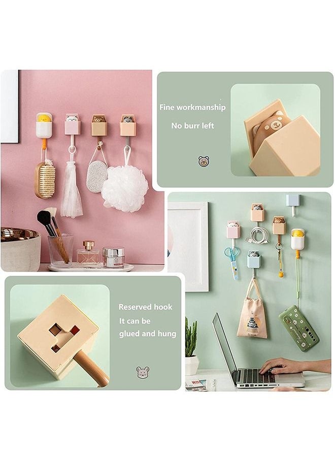 Generic - 2 Pcs Creative Cartoon Strength Hanging Adhesive Coat Hooks, Cute Bear and the Cat Decoration ABS Waterproof Material Hooks, Bearing Capacity 2.5kg Wall Hooks (Brown+Pink) - Image 1