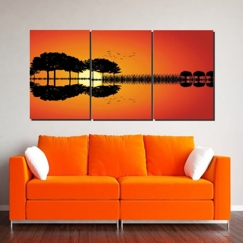 Marktna Three luxurious modern canvas prints with a hollow frame, measuring (90×40), three pieces - Image 1