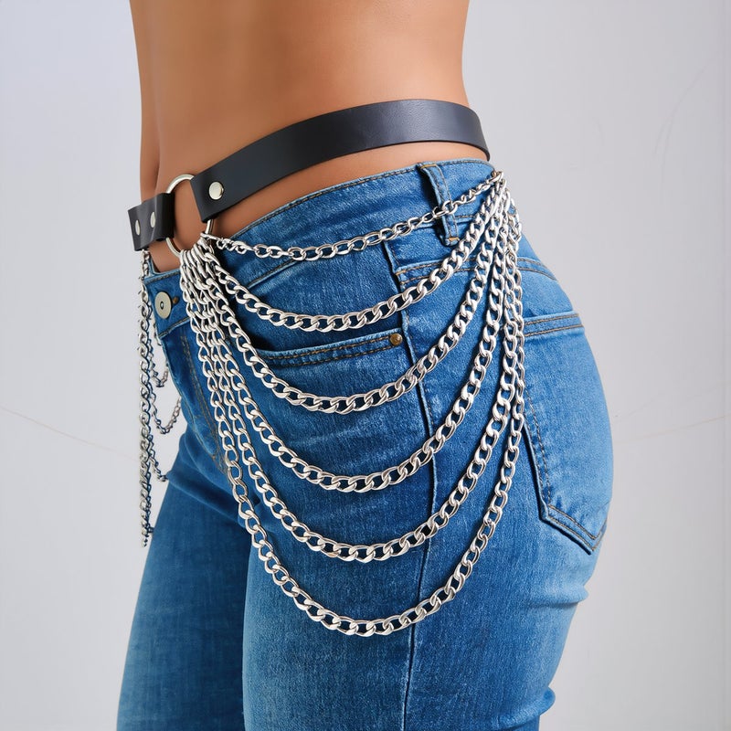 Festival Rave Waist Chain Harness Layered Leather Body Chain for Dance - Image 5