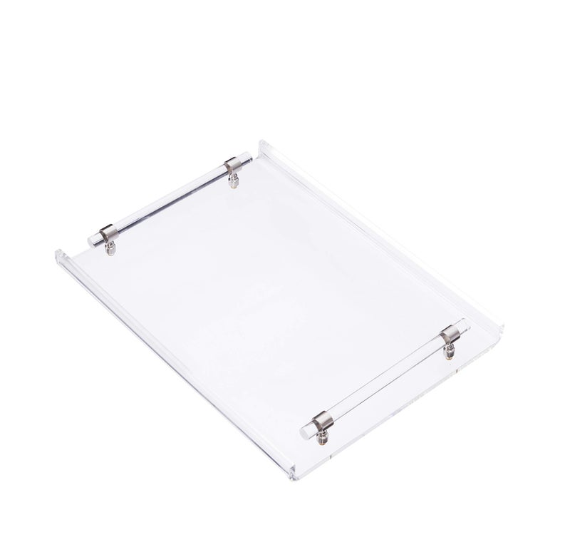 Artmaze Acrylic Serving Tray Breakfast Tray with Acrylic Handles Decorative for Coffee Table  Kitchen 16x12x2 inch