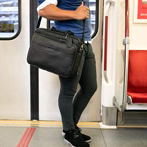 Alpine Swiss Messenger Bag Colombian Leather 15.6” Laptop Briefcase Portfolio - Image 2
