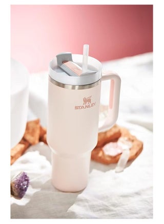 Stanley Quencher H2.0 Flow State 40oz Rose Quartz Stainless Steel Vacuum Insulated Tumbler with Lid and Straw for Water and Iced Tea, Cold Retention - view 4