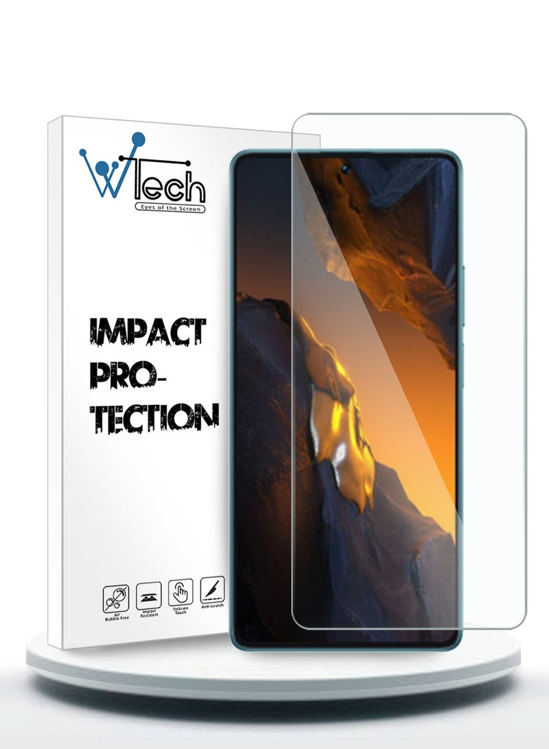 دبليو تيك واقي شاشة من الزجاج المقوى Xiaomi Poco F5 5G 2023 Premium Series 9H 2.5D (MSG9CN) - شفاف / أسود - Image 1