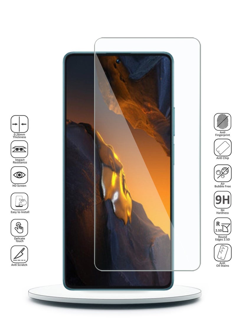 دبليو تيك واقي شاشة من الزجاج المقوى Xiaomi Poco F5 5G 2023 Premium Series 9H 2.5D (MSG9CN) - شفاف / أسود - Image 2