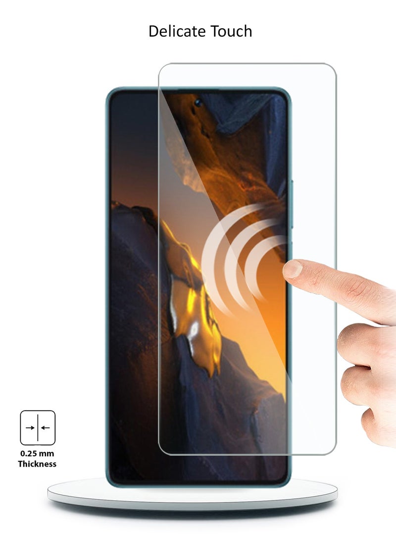 دبليو تيك واقي شاشة من الزجاج المقوى Xiaomi Poco F5 5G 2023 Premium Series 9H 2.5D (MSG9CN) - شفاف / أسود - Image 4