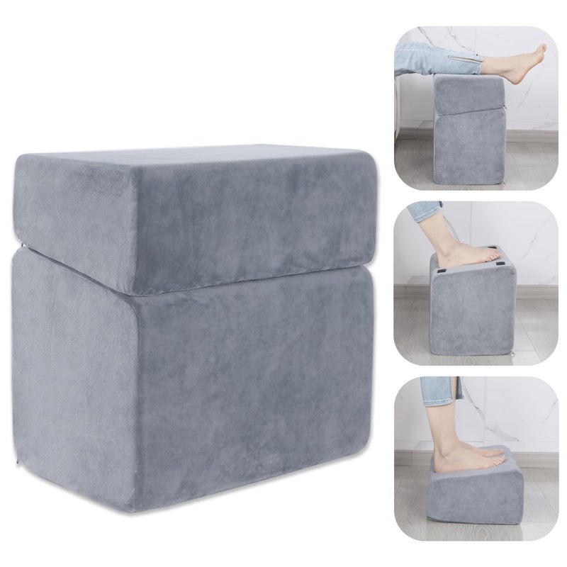 مسند قدم قابل للتعديل تحت المكتب للمكتب من ROYALAY مصنوعة من رغوة عالية الكثافة مع 3 ارتفاعات قابلة للتعديل مسند قدم مريح مع غطاء قابل للغسل للسفر بالطائرة في المنزل 17 11 17 بوصة رمادي