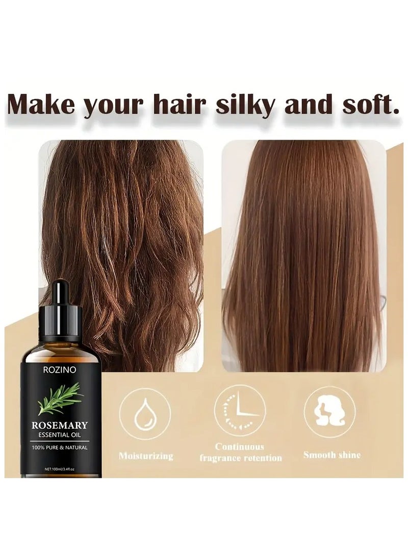Rozino 100Ml Black Bottle of Pure Natural Rosemary Essential Oil Can Be Used for Hair Care Essential Oil, Hair Care And Moisturizing, Smooth, Dry, Rough, Mild Bifurcate Care to Make Hair Look More Shiny - Image 2