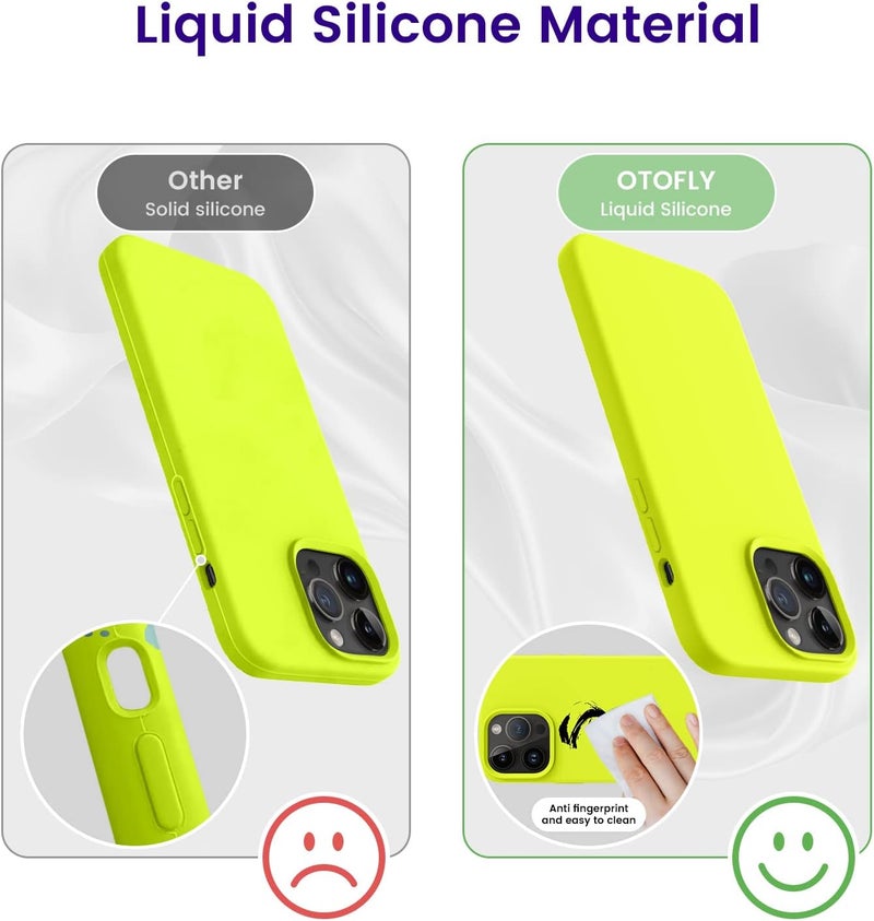 OTOFLY for iPhone 14 Pro Max Case Magnetic Silicone Shockproof Slim Thin Phone Case 6.7 inch (Fluorescent Yellow) - Image 4