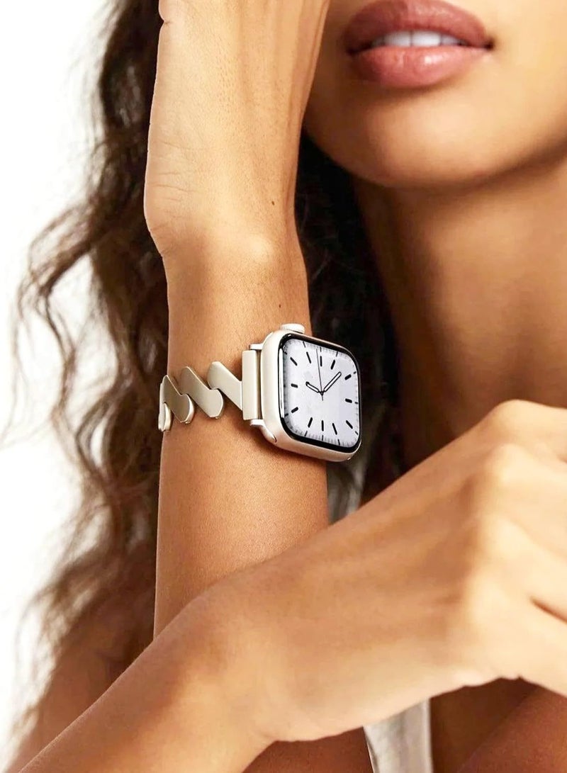 Starlight, metal wavy pattern, watch band,Iwatch band, Apple Watch band, 42mm44mm45mm46mm49mm, compatible with all series of S10 S9 S8 SE  - Image 5
