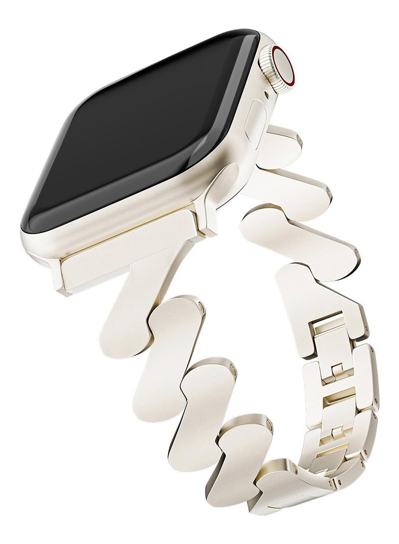 Starlight, metal wavy pattern, watch band,Iwatch band, Apple Watch band, 42mm44mm45mm46mm49mm, compatible with all series of S10 S9 S8 SE  - Image 1
