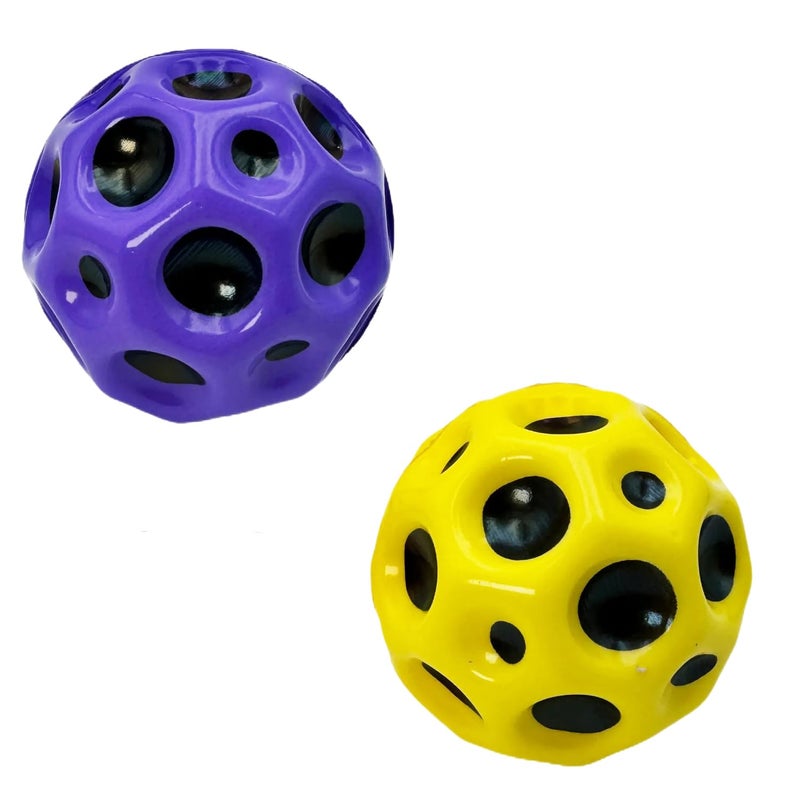 Buko Super Infinity Crazy Bounce Moon Ball: Ultimate Grip and Catch, Enhances Hand-Eye Coordination (Pack of 2 (Purple-Yellow) - Image 1