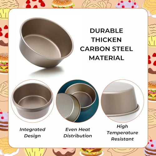 beyonday 4pcs Mini Bread Hamburger Bun Molds, 4 inch Round Carbon Steel Bread Cake Trays Non-stick Muffin Cheesecake Baking Mold for Birthday Party Wedding Anniversary Kitchen Bakeware - Image 4