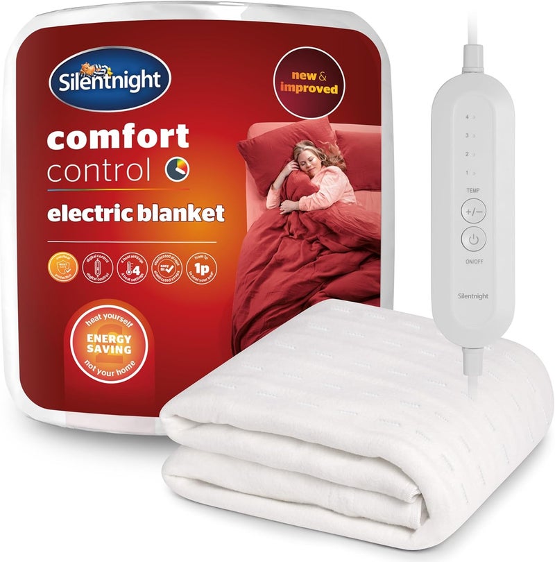 Silentnight Comfort Control Electric Blanket - Heated Underblanket with 3 Heat Settings, Fast Heat Up, Overheat Protection and Easy Fit Straps - Machine Washable - Single 135x72cm - Image 1